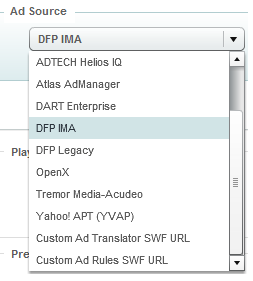 Selecting the DFP IMA ad translator