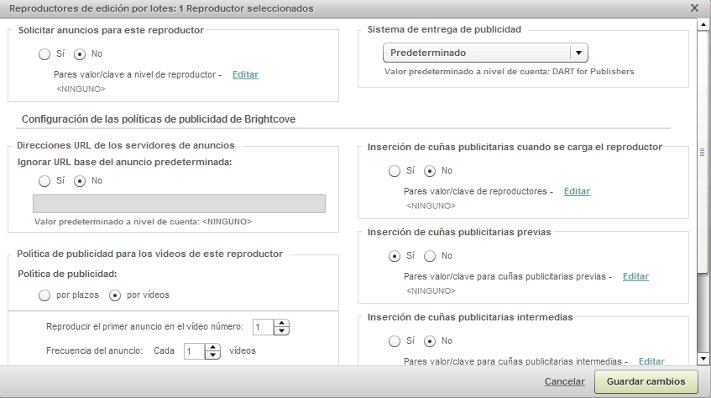 Editar la pol&iacute;tica de publicidad de un reproductor
