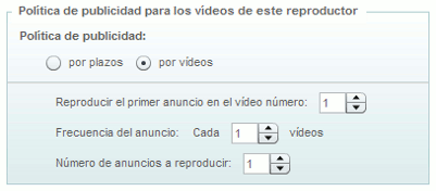 Política de publicidad de los vídeos de este reproductor
