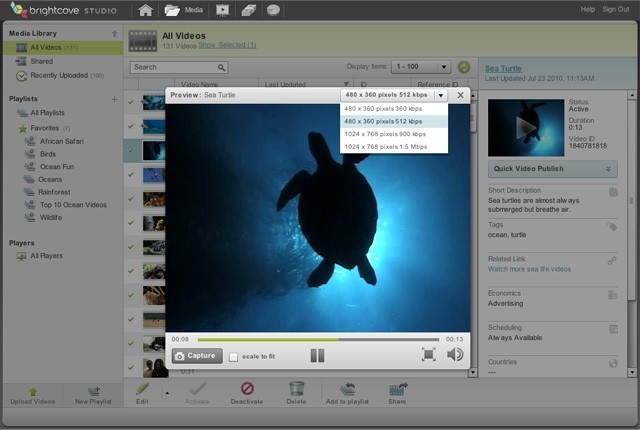 Brightcove アップロードとエンコードのスクリーンショット 1