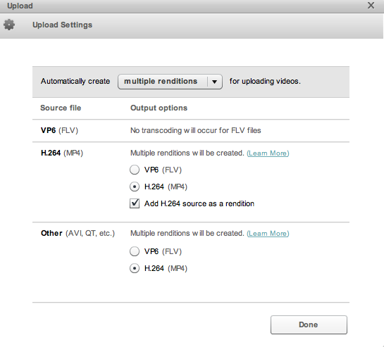 Upload Settings