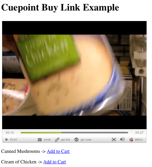 Sample player with add to cart links