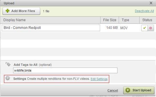 Upload settings