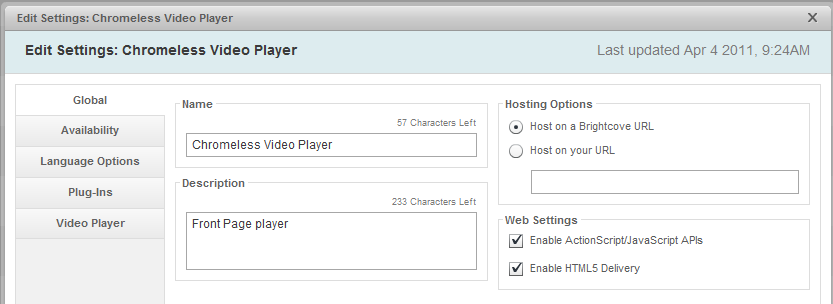 Edit Player Settings