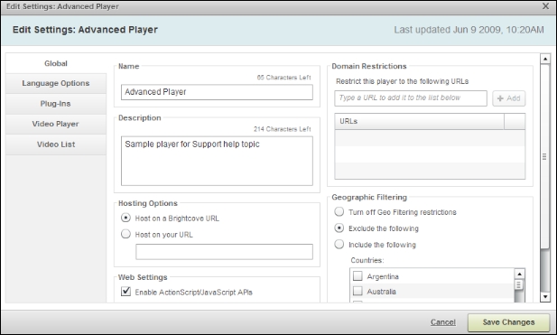 Edit Player Settings