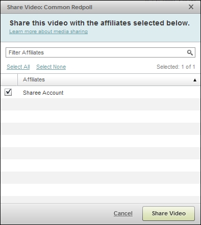 Share Video dialog
