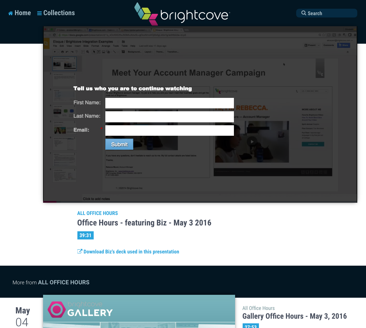 Brightcove Audience Video Lead Form Example